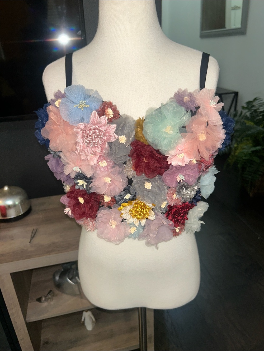 Floral Appliqué Bralette - Multicolor